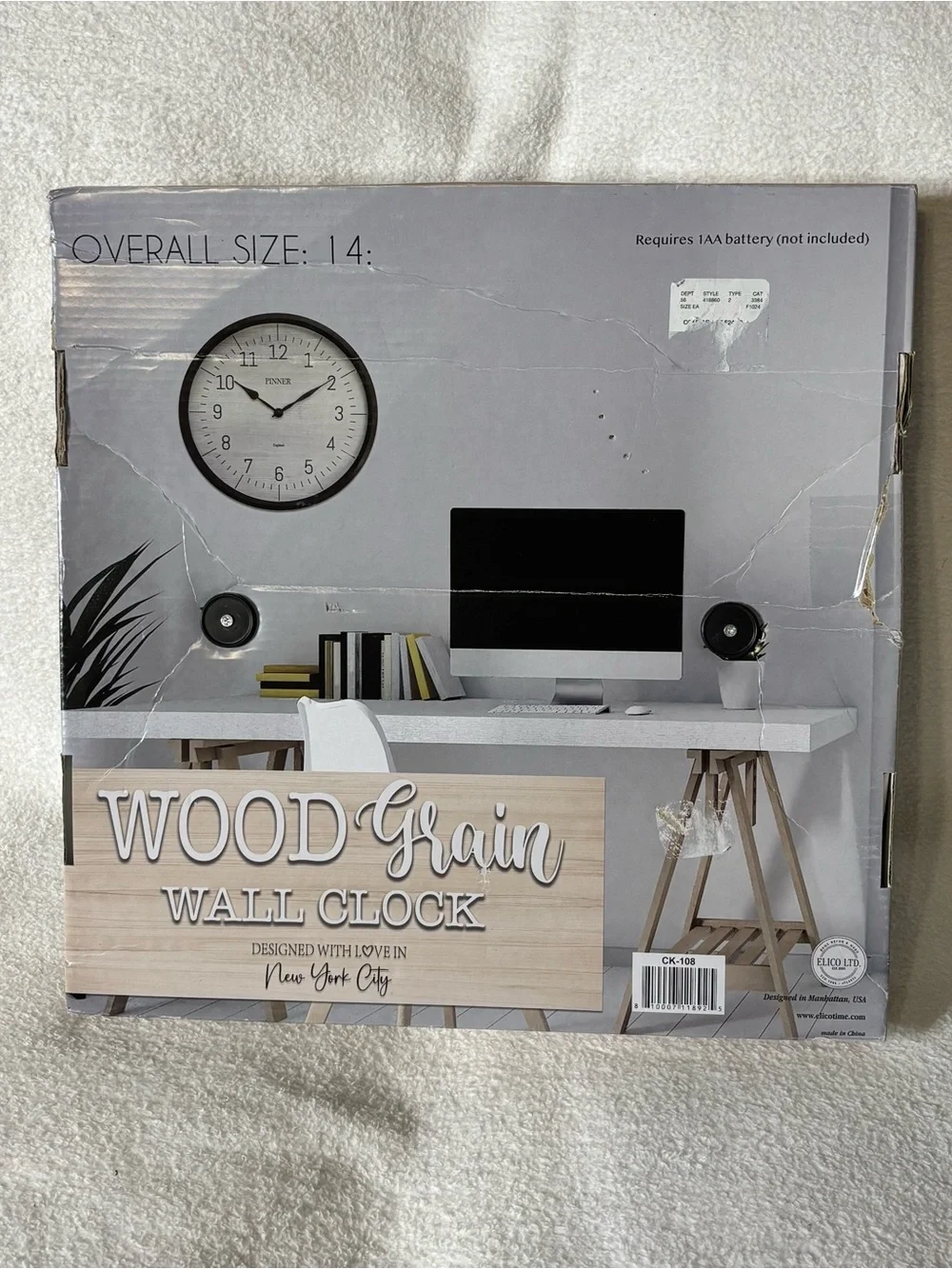 Pinner Wall Clock - White Face with Brown Frame